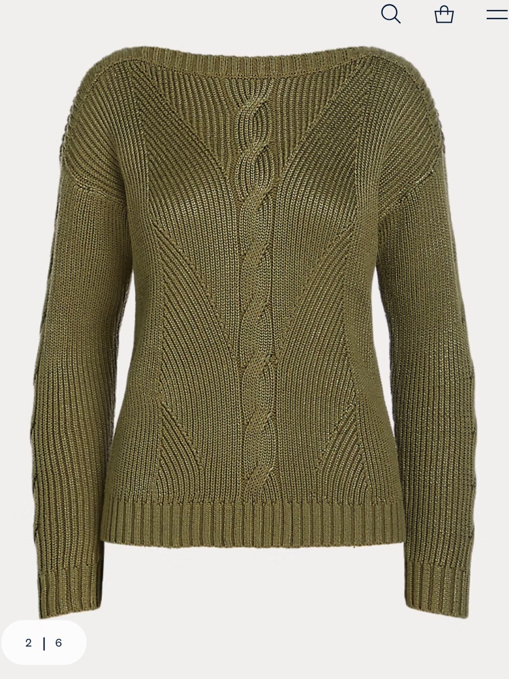 Lauren Ralph Lauren Cable-Knit Cotton-Blend Sweater size XL olive fern